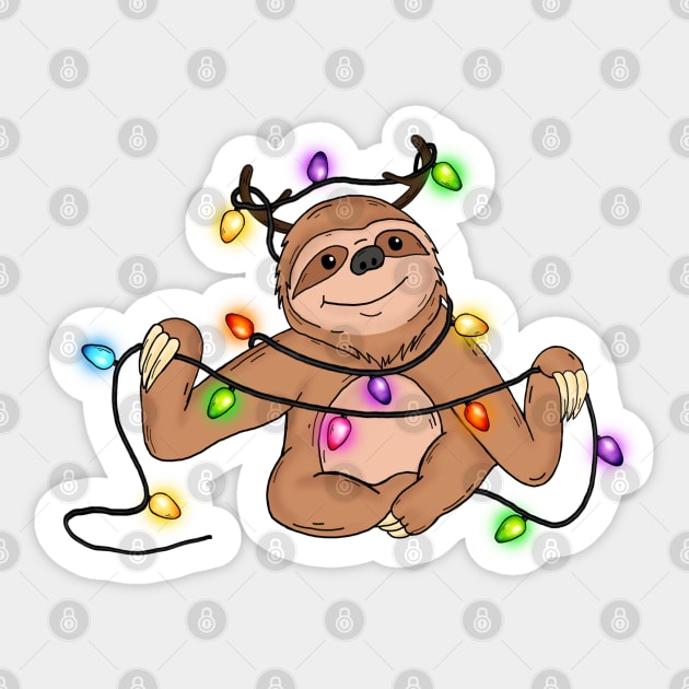 Sloth Christmas Lights Xmas Gift Sticker by BadDesignCo